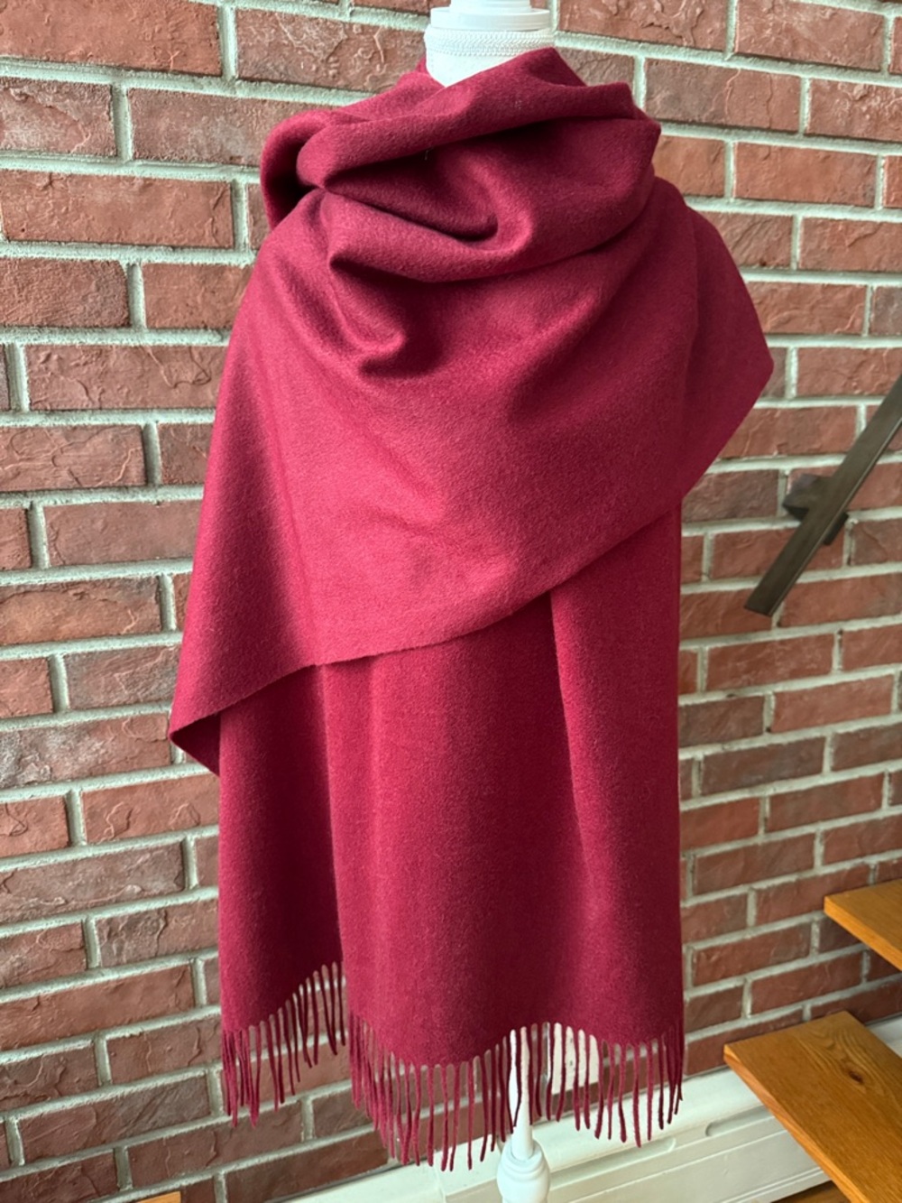 from Future Paris Burgundy Oversized Fringed Cashmere Wrap Throw 27”x86”NWOT